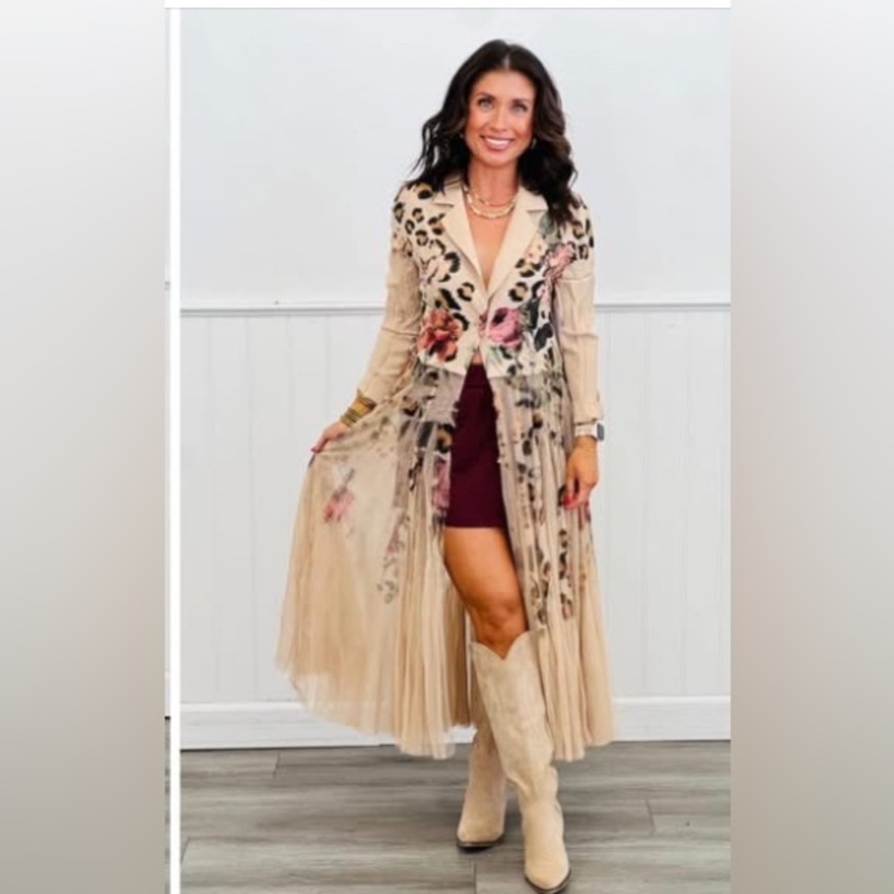 Origami brand floral animal print with long TULLE skirt GORGEOUS western boho
